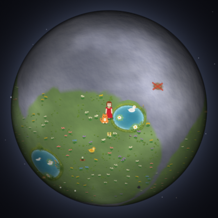 After three memories, flowers, animals and ponds return while part of the planet remains barren